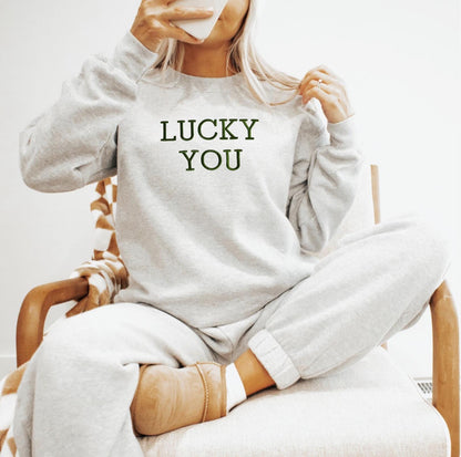 Lucky Sweatshirt, St Patty's Embroidered Sweatshirt, Unisex Lucky Crewneck Sweatshirt, Unisex St Patrick's Day Sweatshirt, Lucky Shirt.