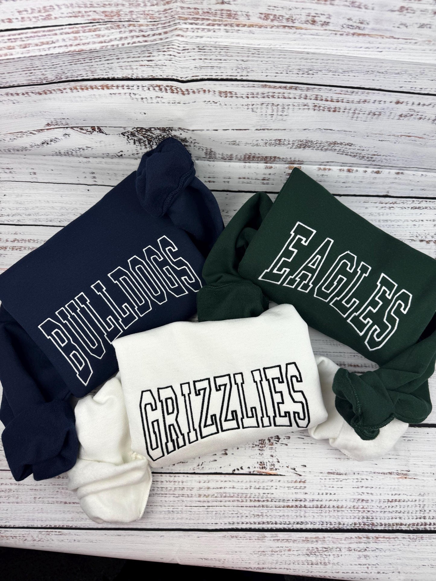 Custom Embroidered Team Sweatshirt/Hoodie, Mascot Sweatshirt, Embroidered Team Hoodie, Eagles, Bulldogs, Grizzlies, Tigers, Personalized