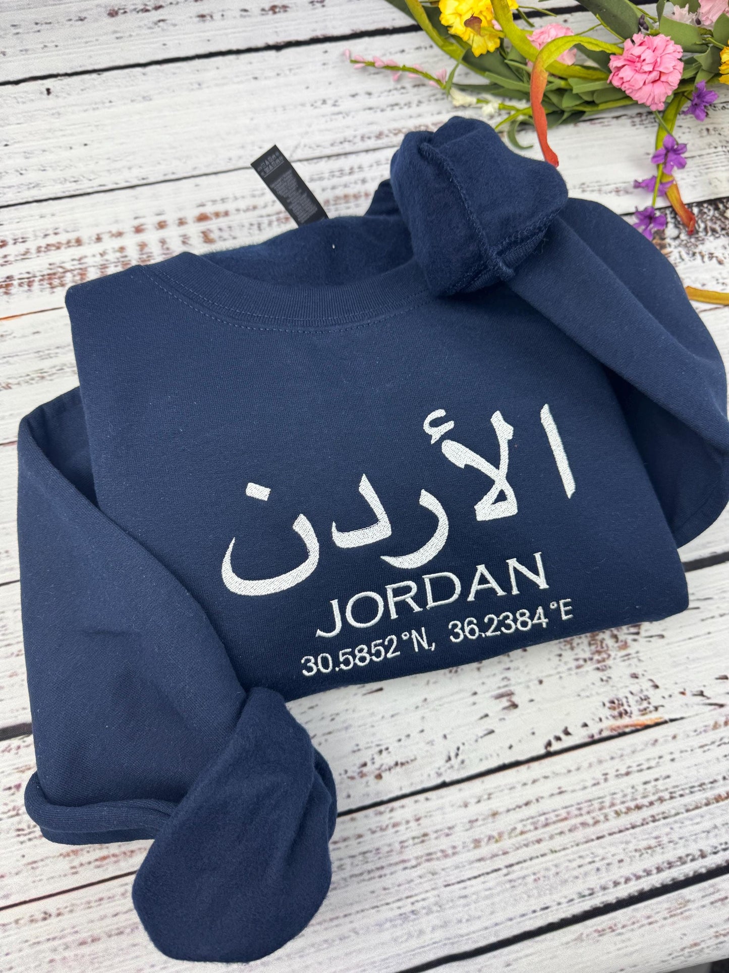 Jordan Embroidered Sweater - Jordan Coordinates Shirt - Country of Jordan - Amman (Arabic)