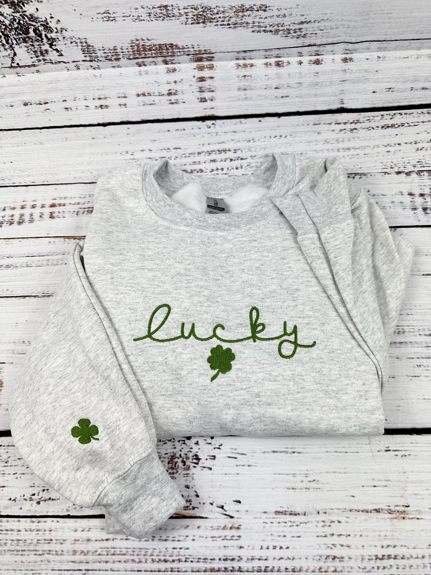 Lucky Charm Embroidered Sweatshirt, Clover Sweatshirt, St Patricks Day Sweatshirt, Saint Patrick's Pullover, Lucky Sweater, Clovers