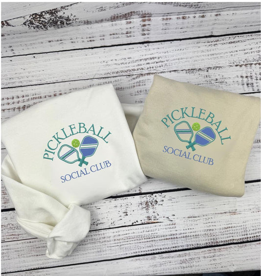 Pickle ball Social Club Embroidered Sweatshirt – Cozy & Stylish Pickle ball Gift