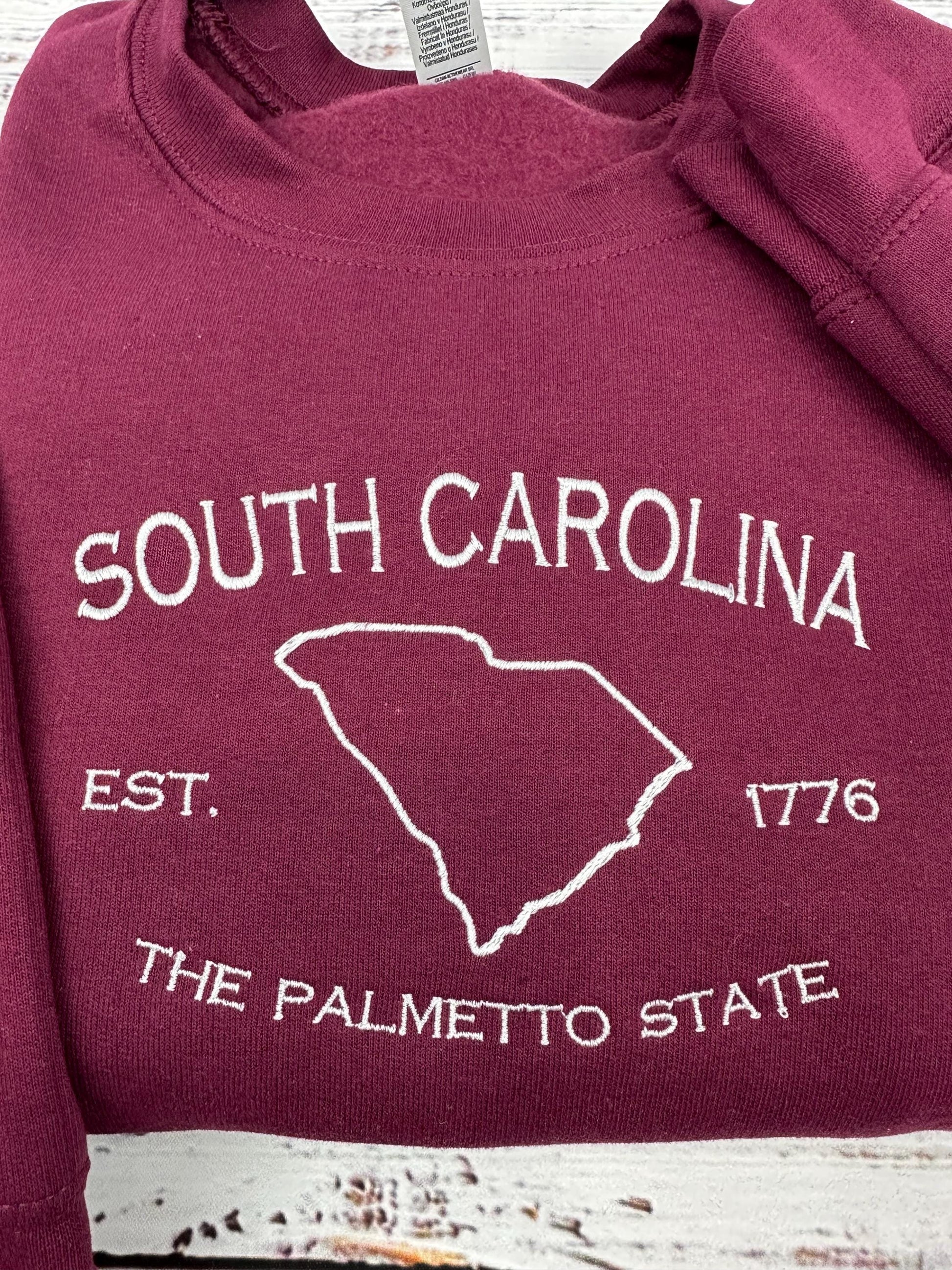 South Carolina Embroidered Sweatshirt- South Carolina T-Shirt and Sweatshirt