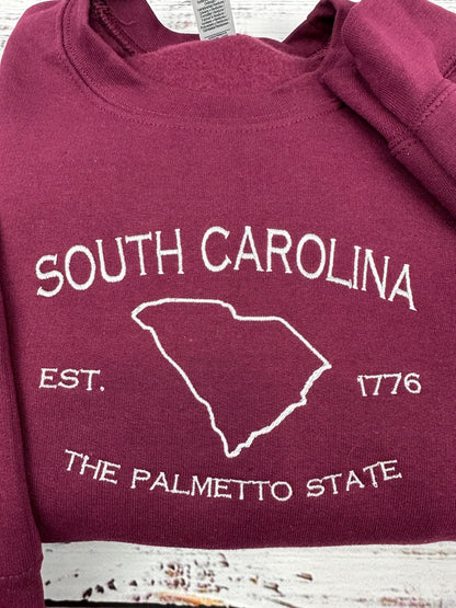 South Carolina Embroidered Sweatshirt- South Carolina T-Shirt and Sweatshirt