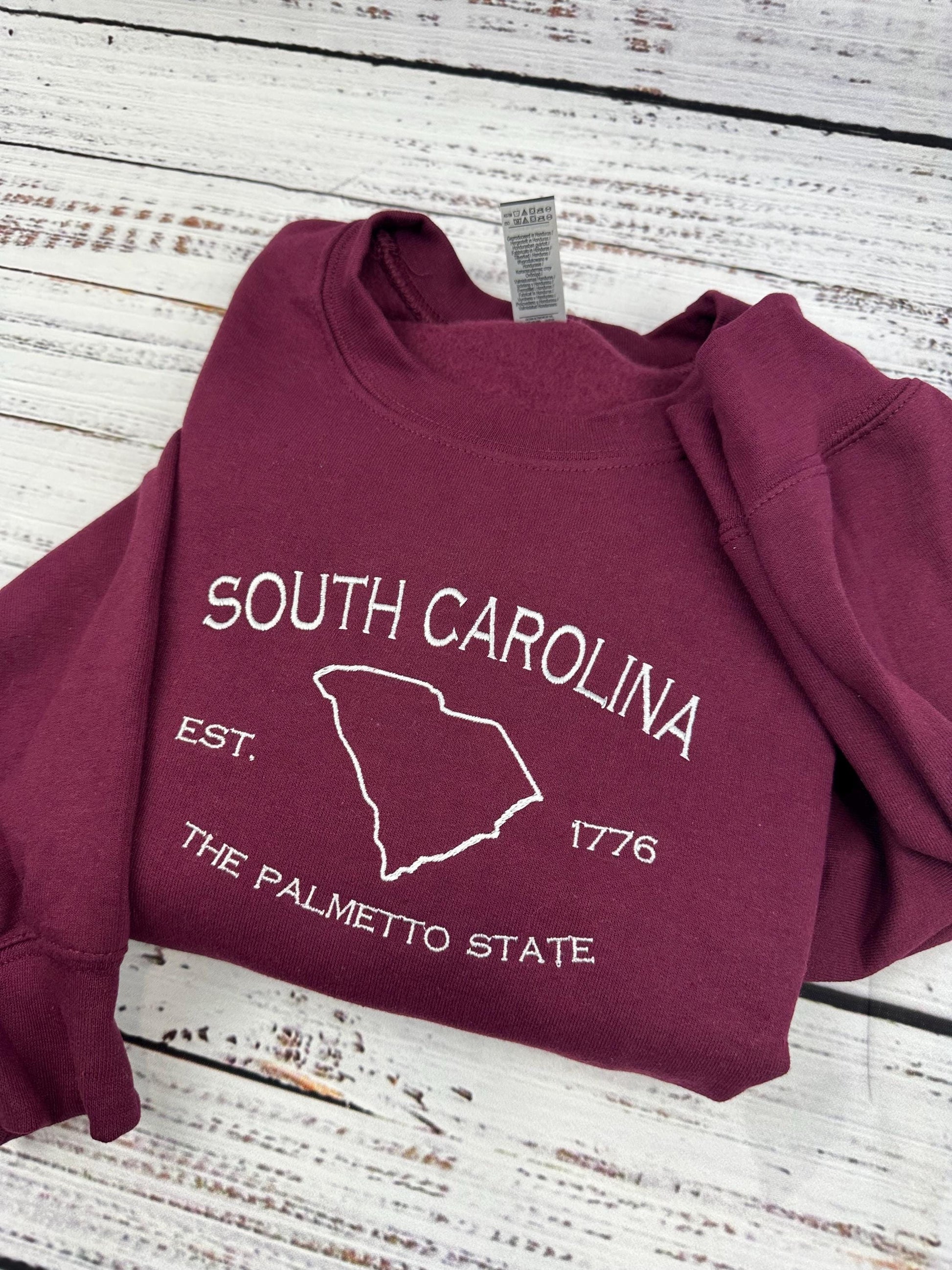 South Carolina Embroidered Sweatshirt- South Carolina T-Shirt and Sweatshirt