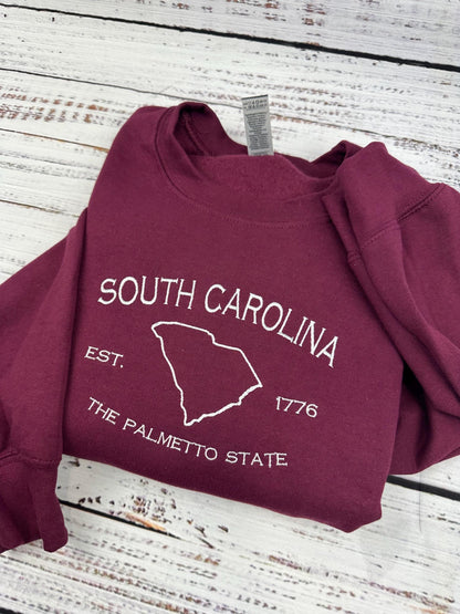 South Carolina Embroidered Sweatshirt- South Carolina T-Shirt and Sweatshirt