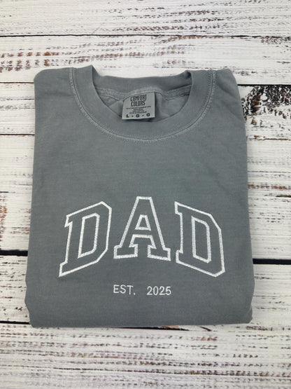 Custom embroidered Mom t-shirt - Dad Embroidered T-shirt. Comfort Colors Embroidered T-shirt - Mother’s Day Gift - Father's Day