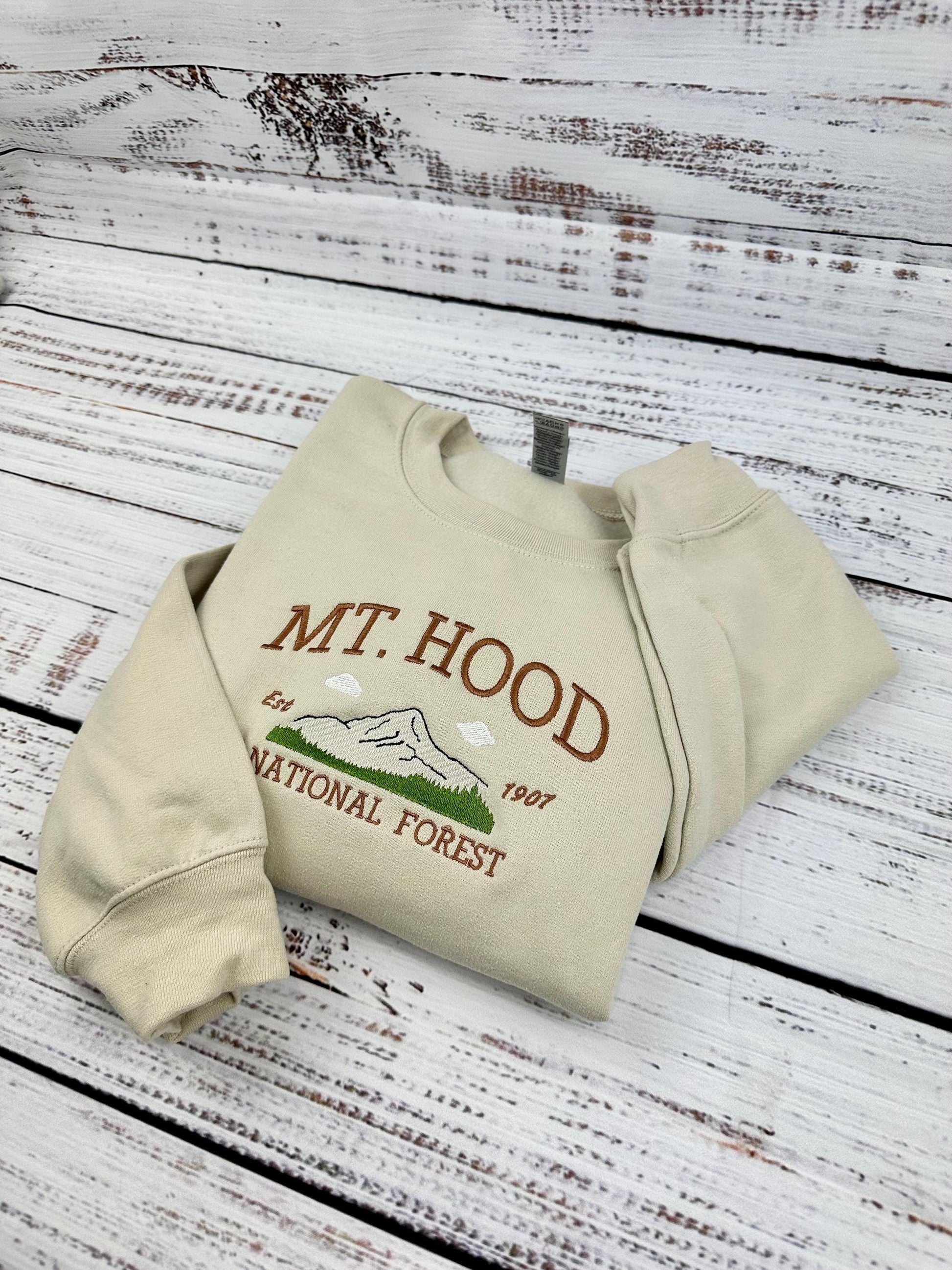 Mt. Hood National Forest Embroidered Sweatshirt | Nature Lover's Hoodie | PNW Inspired Design