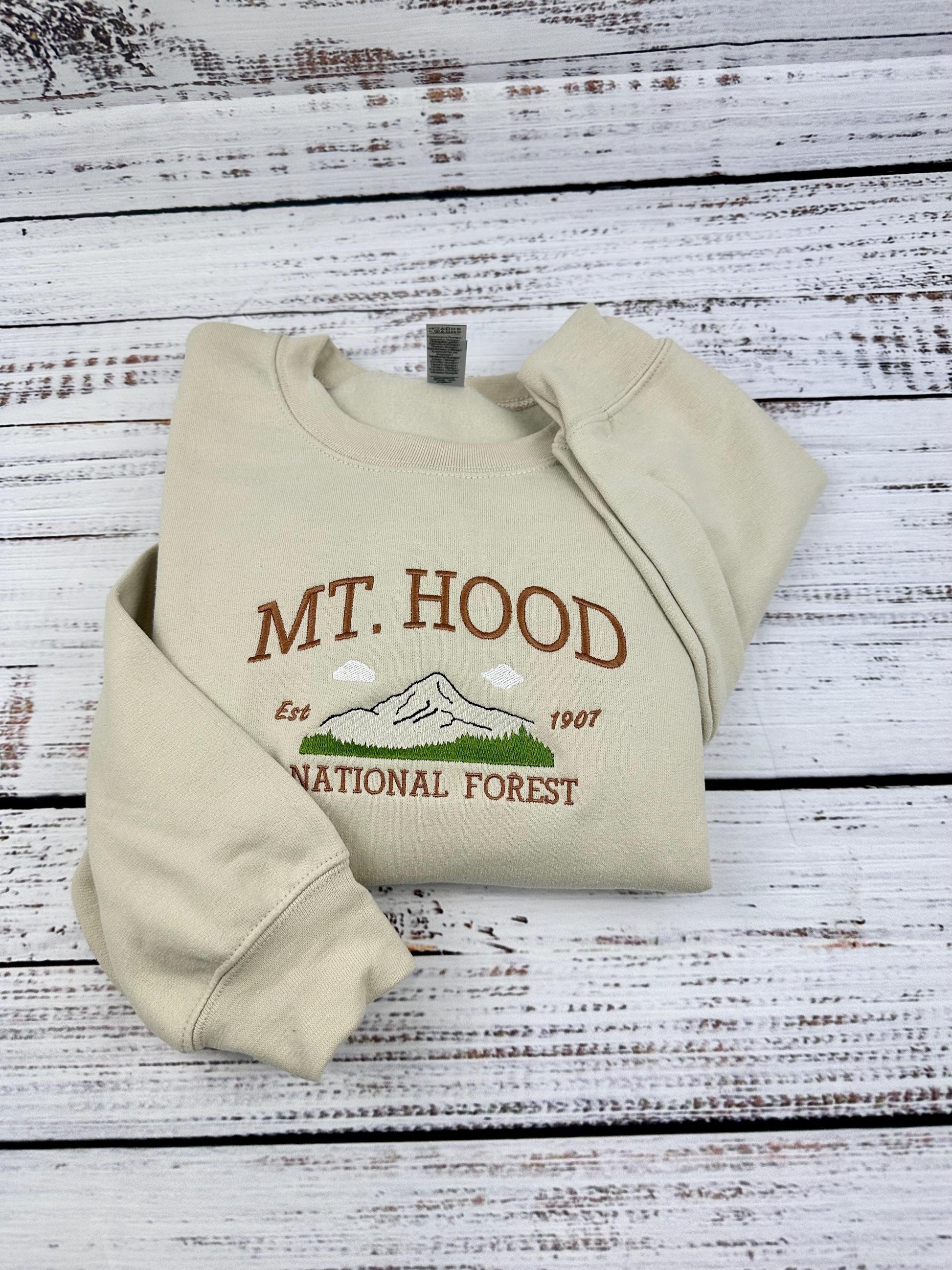 Mt. Hood National Forest Embroidered Sweatshirt | Nature Lover's Hoodie | PNW Inspired Design