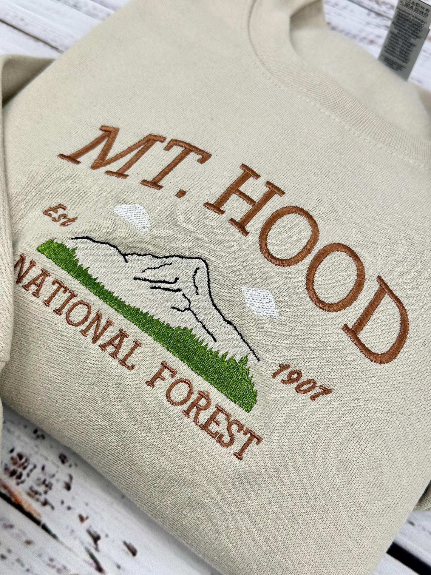 Mt. Hood National Forest Embroidered Sweatshirt | Nature Lover's Hoodie | PNW Inspired Design
