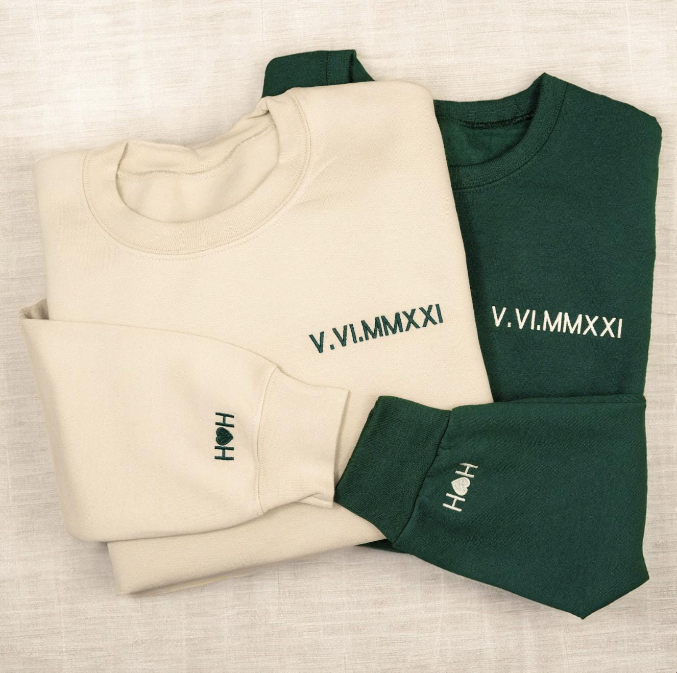 Custom Embroidered Roman Numeral Hoodie • Couples Gift • Personalized Date and Initial Hoodie • Engagements, Anniversaries, Bachelorette's