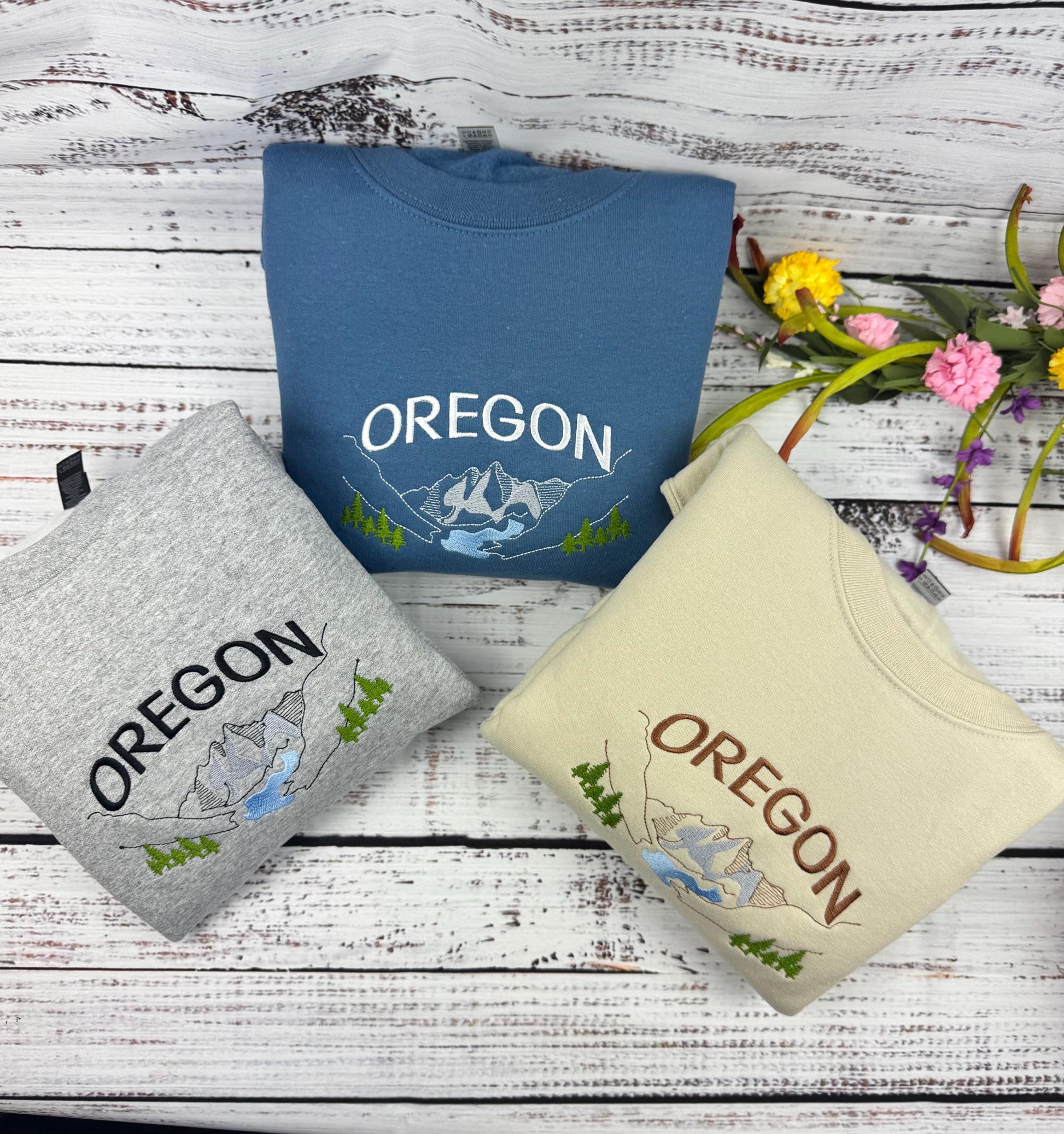 Oregon Embroidered Sweatshirt- Oregon T-Shirt and Sweatshirt - Portland (RIVER)