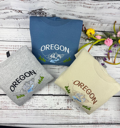 Oregon Embroidered Sweatshirt- Oregon T-Shirt and Sweatshirt - Portland (RIVER)
