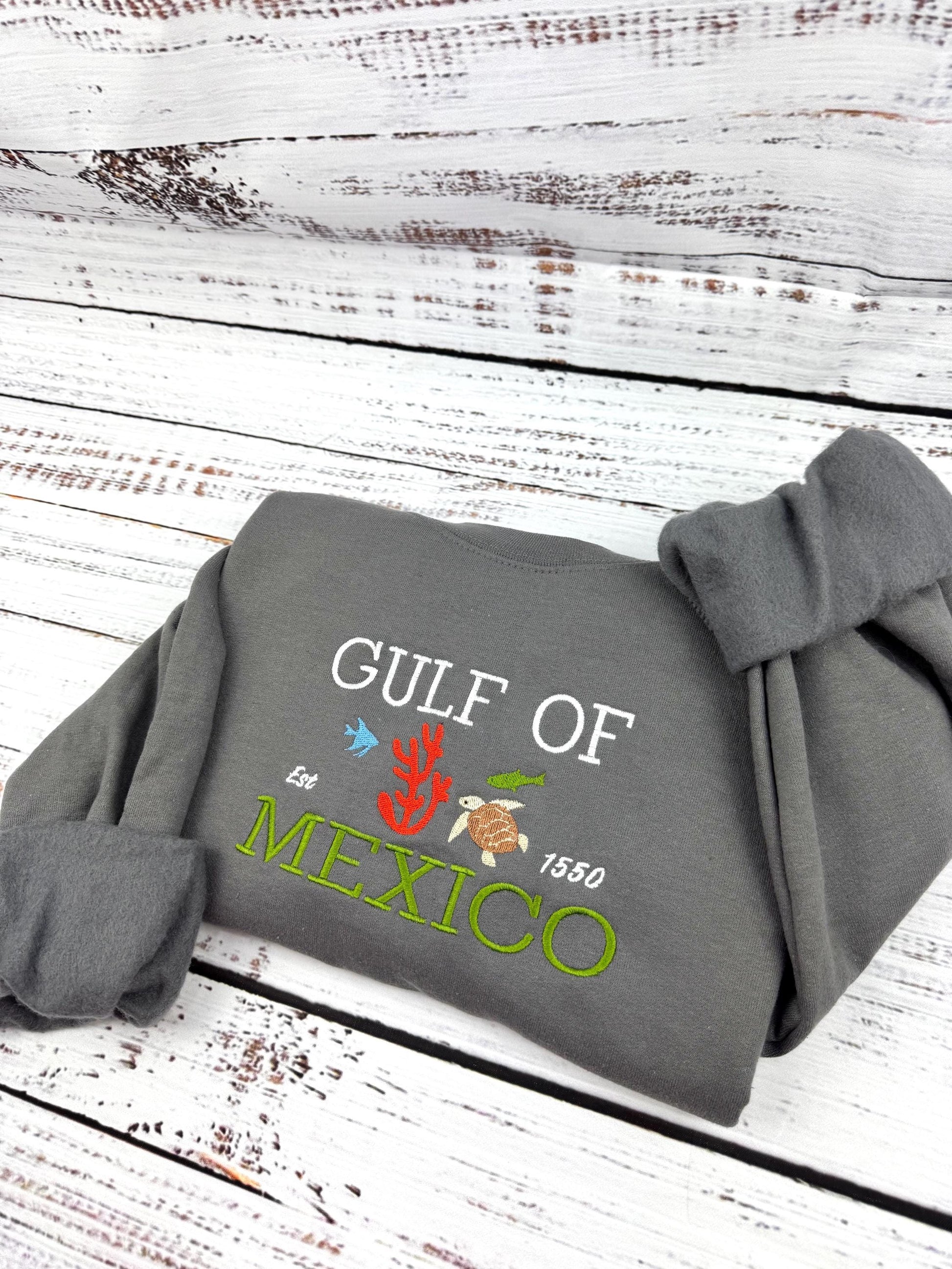 Gulf of Mexico Embroidered Sweatshirt – Coastal Crewneck, Beach Lover Gift, Ocean Vibes