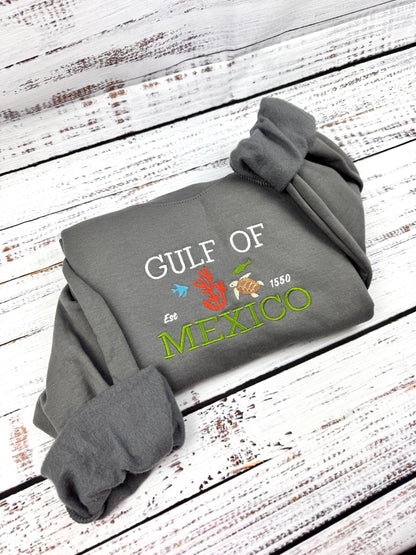 Gulf of Mexico Embroidered Sweatshirt – Coastal Crewneck, Beach Lover Gift, Ocean Vibes