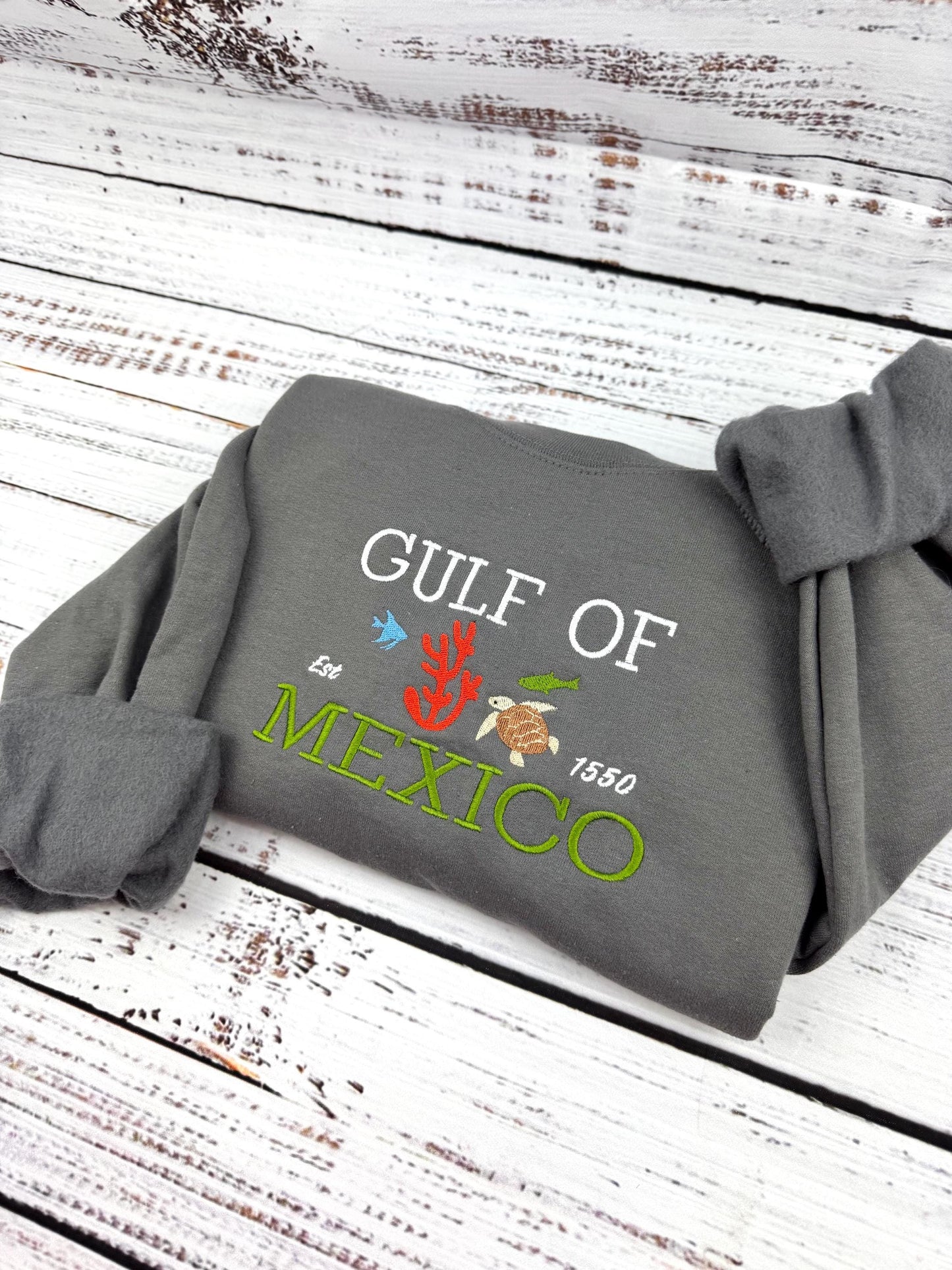 Gulf of Mexico Embroidered Sweatshirt – Coastal Crewneck, Beach Lover Gift, Ocean Vibes