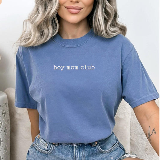Comfort Colors® Embroidered Boy Moms Club Shirt, Boy Mama Shirt, Pregnancy Announcement Boy, Mom Life Shirt, Mother's Day Gift