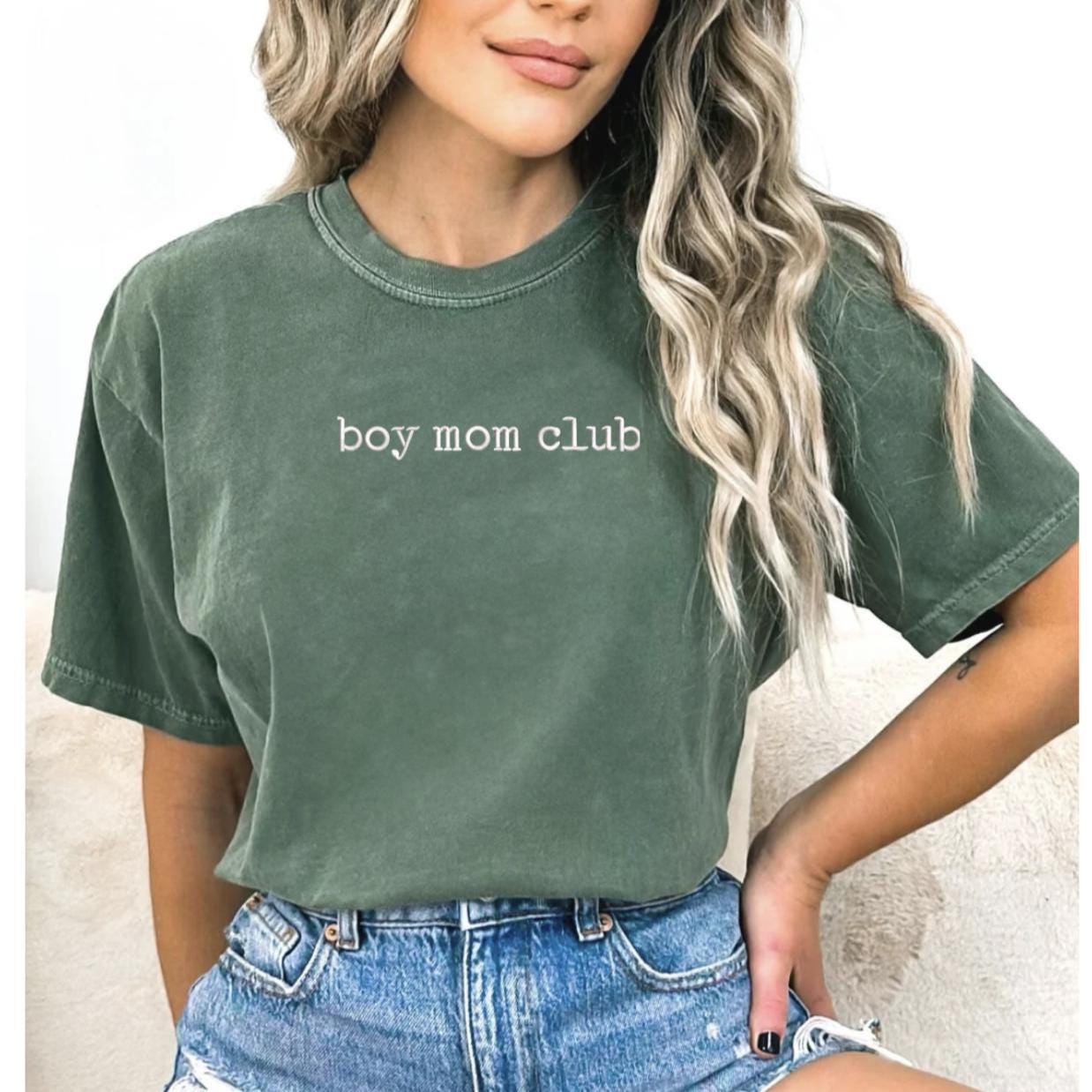 Comfort Colors® Embroidered Boy Moms Club Shirt, Boy Mama Shirt, Pregnancy Announcement Boy, Mom Life Shirt, Mother's Day Gift