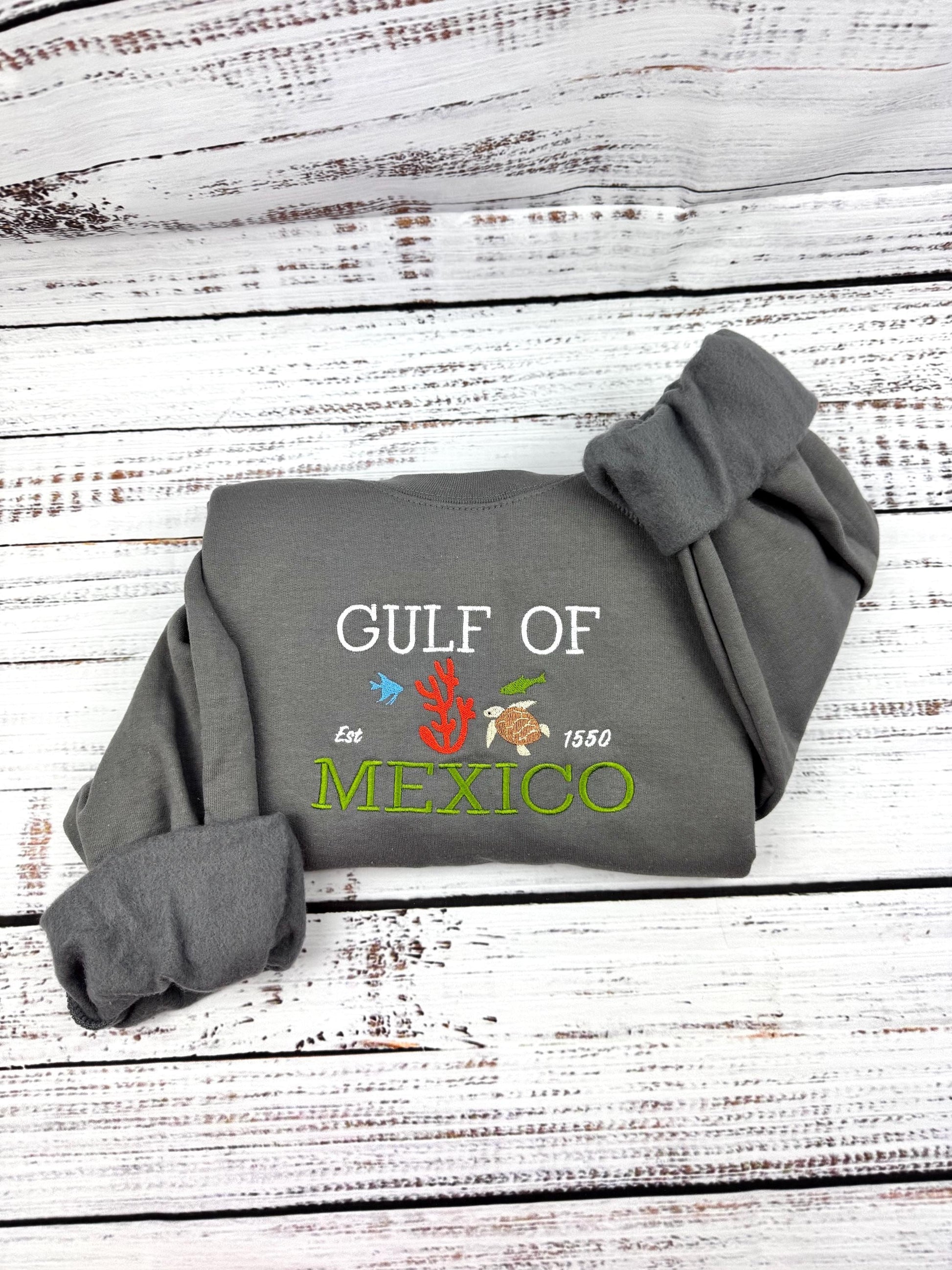 Gulf of Mexico Embroidered Sweatshirt – Coastal Crewneck, Beach Lover Gift, Ocean Vibes