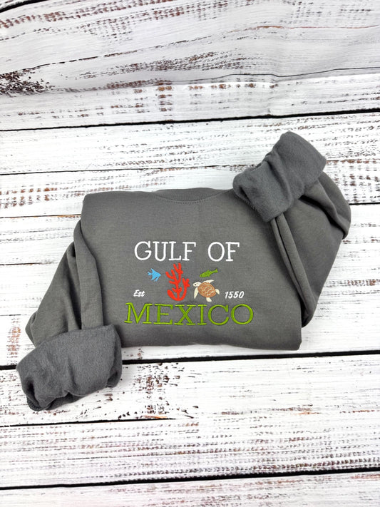 Gulf of Mexico Embroidered Sweatshirt – Coastal Crewneck, Beach Lover Gift, Ocean Vibes