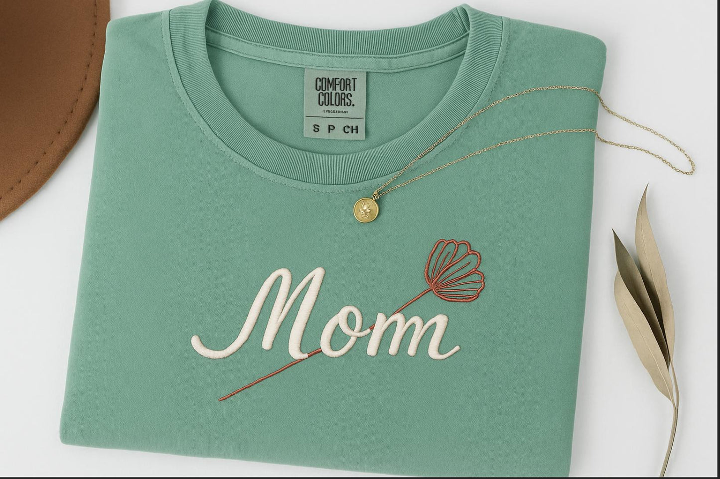 Custom Mothers Day Shirt- Comfort Colors Embroidered Tee
