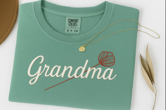 Custom Mothers Day Shirt- Comfort Colors Embroidered Tee