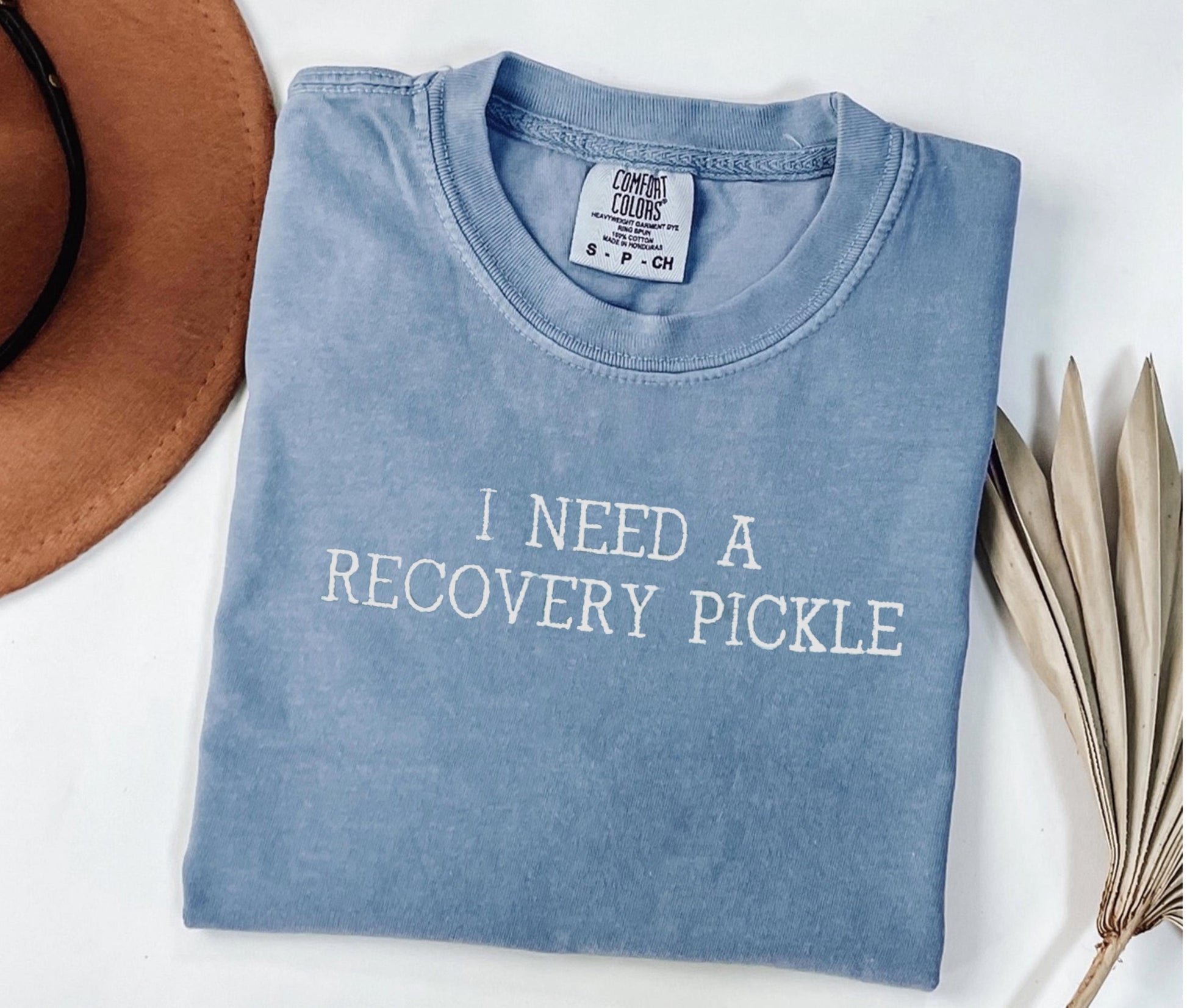 I Need a Recovery Pickle Embroidered T-Shirt – Comfort Colors Unisex Tee, Funny Pickle Lover Gift, Soft Cotton, Relaxed Fit, Pickle Humor