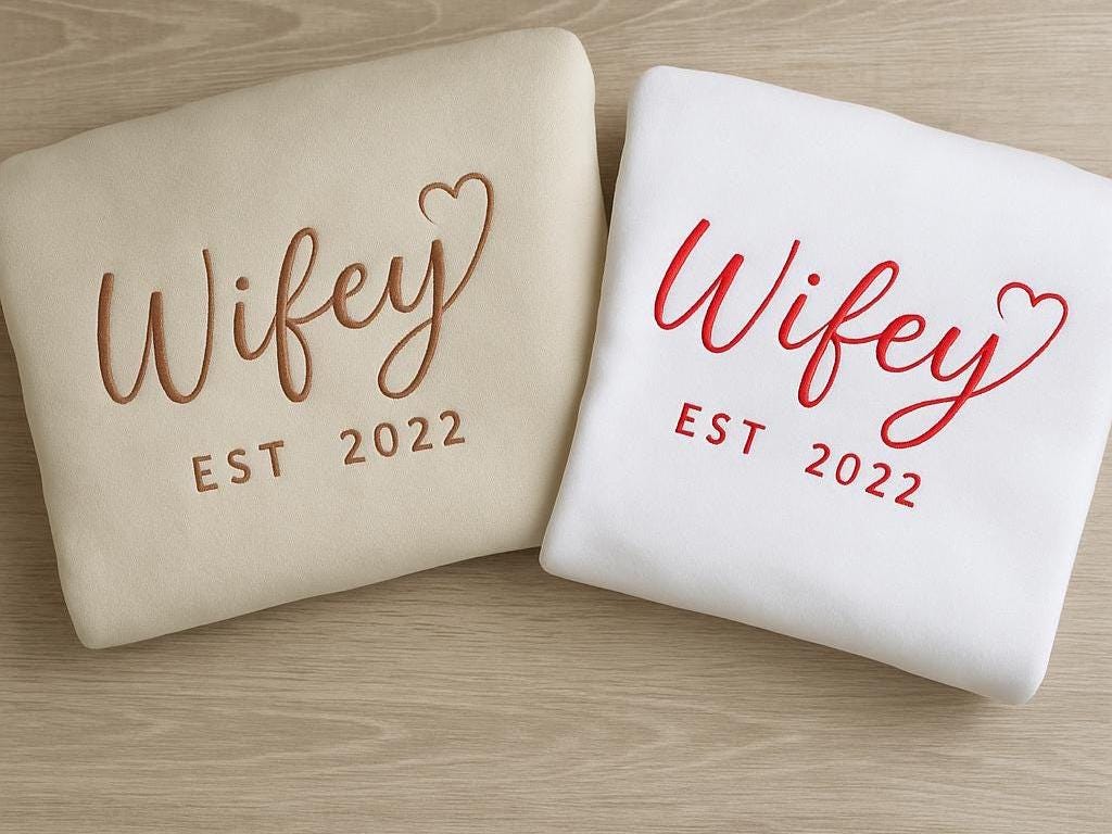 Custom Wifey Sweatshirt with Established Year | Embroidered Bridal Gift | Personalized Wedding Shirt