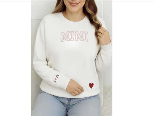 Custom Nana Sweatshirt Embroidered | Gigi Mimi Grandma Crewneck | Personalized Mother’s Day Gift | Pregnancy Reveal for Nana