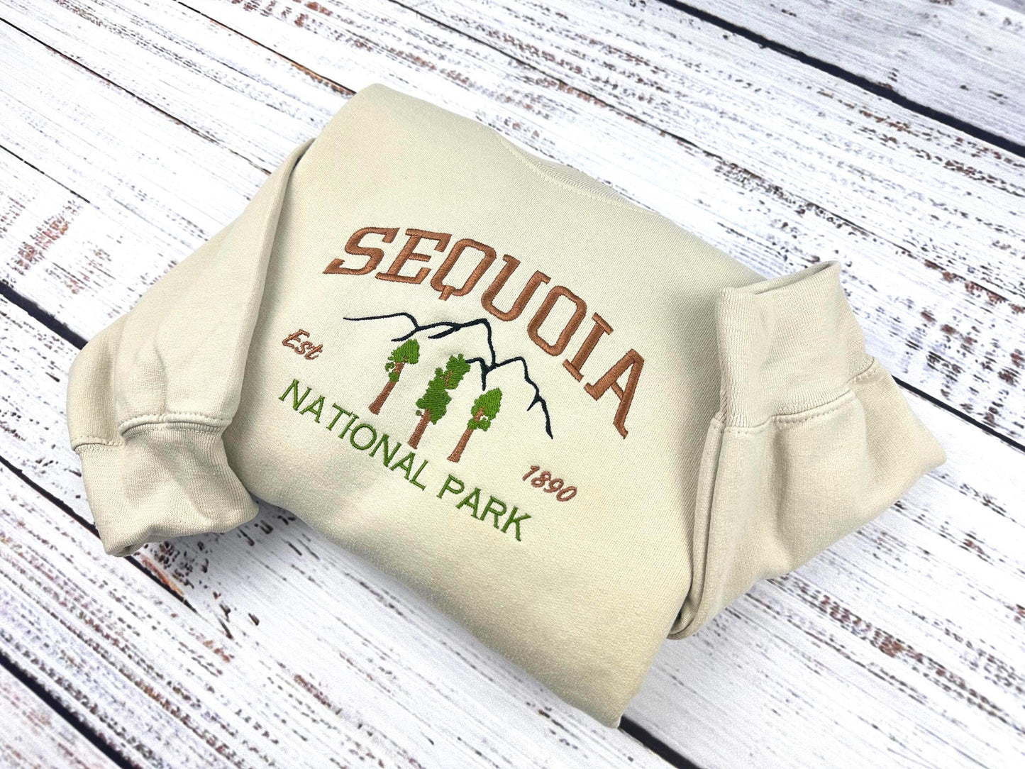 Sequoia National Park Embroidered Crewneck Sweatshirt - Red Woods