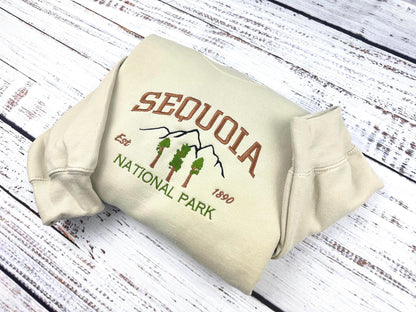 Sequoia National Park Embroidered Crewneck Sweatshirt - Red Woods