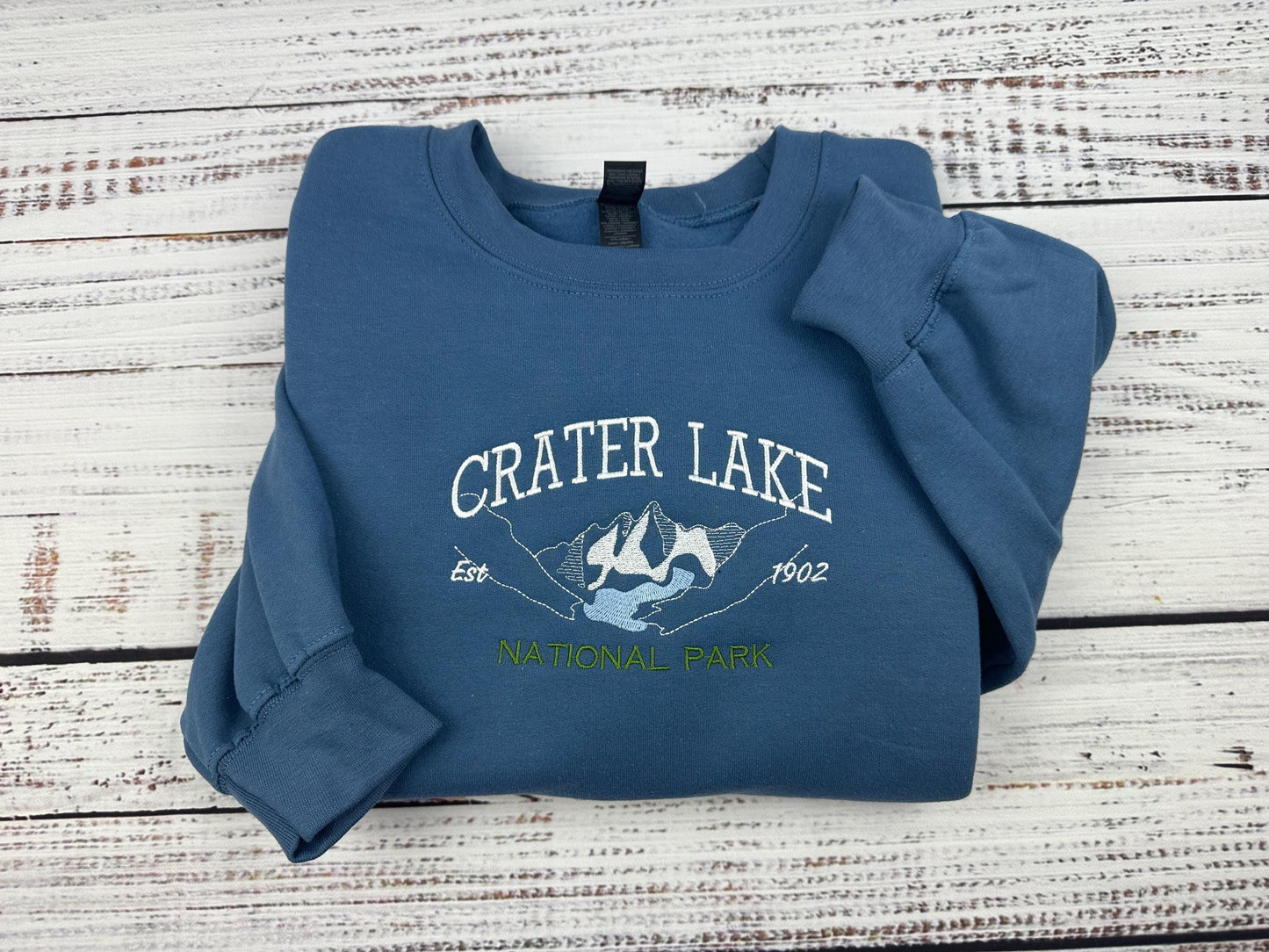 Crater Lake National Park Embroidered Sweatshirt – Nature Crewneck, Hiking Gift, Outdoorsy Apparel