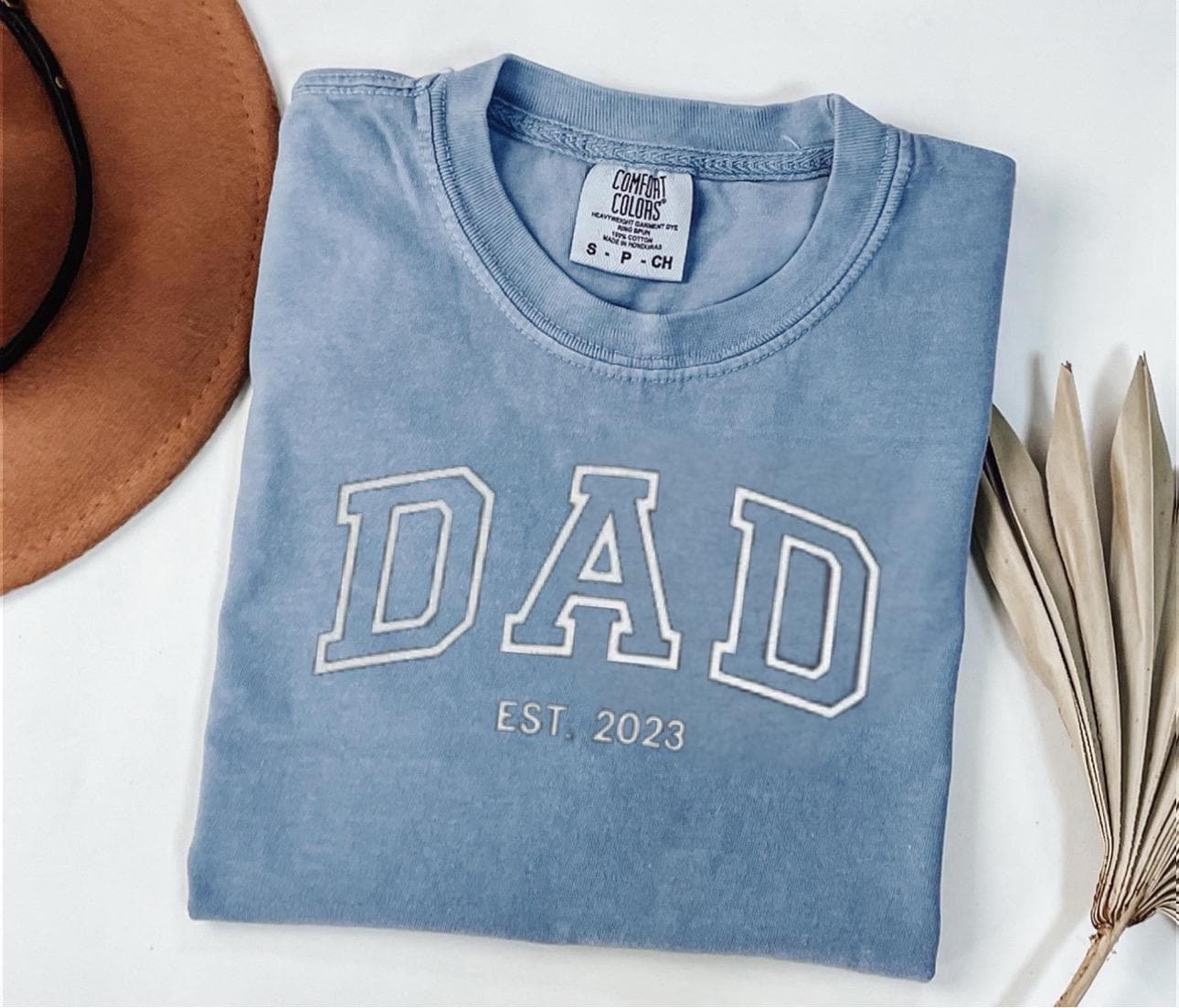 Embroidered Comfort Colors® Custom Dad Shirt, Cute Fathers Day Gift, Gift For Dad, New Father’s, Custom Dad Est Shirt, Gift for Grandpa