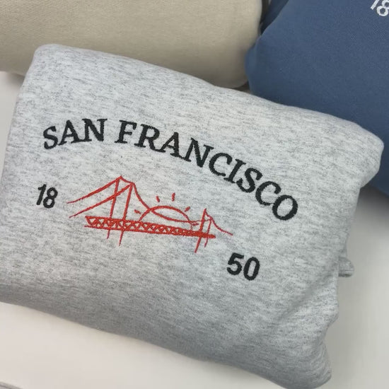 San Francisco Embroidered T-Shirt – Comfort Colors Unisex Tee, Golden Gate Bridge Design, California Gift, Soft Cotton, Relaxed Fit