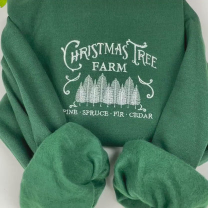 Christmas Tree Embroidered Crewneck- Christmas Tree Farm