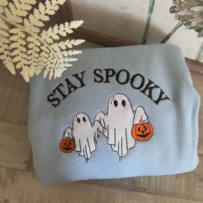 Halloween Embroidered Sweatshirt - Stay Spooky Ghosts
