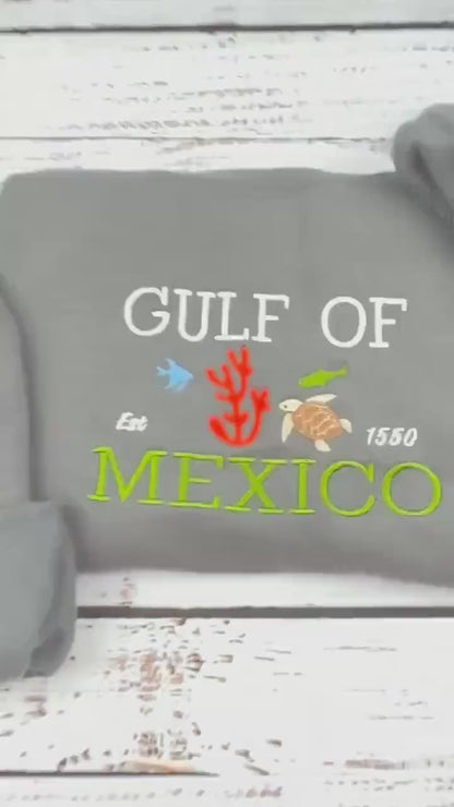 Gulf of Mexico Embroidered Sweatshirt – Coastal Crewneck, Beach Lover Gift, Ocean Vibes
