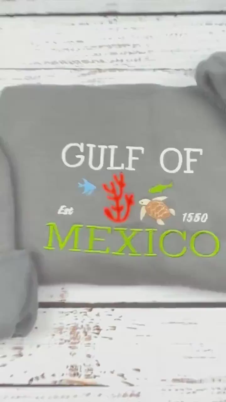 Gulf of Mexico Embroidered Sweatshirt – Coastal Crewneck, Beach Lover Gift, Ocean Vibes