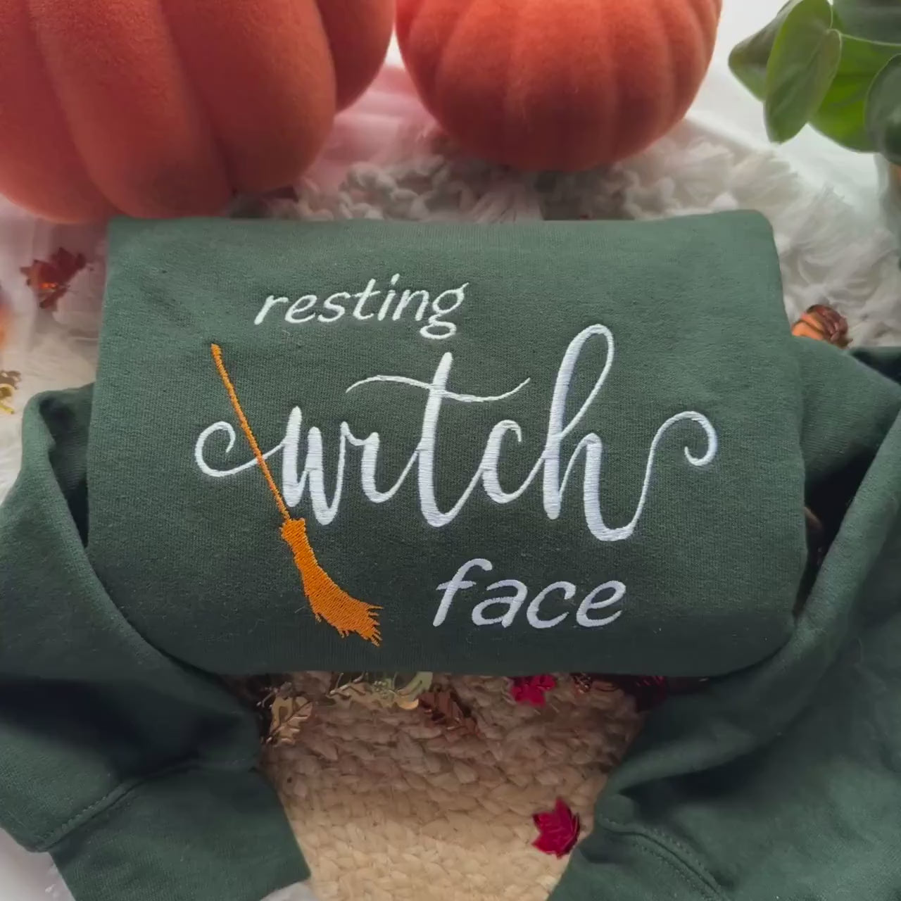 Resting Witch Face- Halloween Embroidered Sweatshirt - Fall Embroidered Sweatshirt