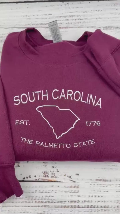 South Carolina Embroidered Sweatshirt- South Carolina T-Shirt and Sweatshirt
