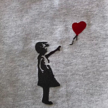 Banksy Girl with Ballon embroidered Sweatshirt / Banksy Art sweatshirt/ Banksy Sweatshirt