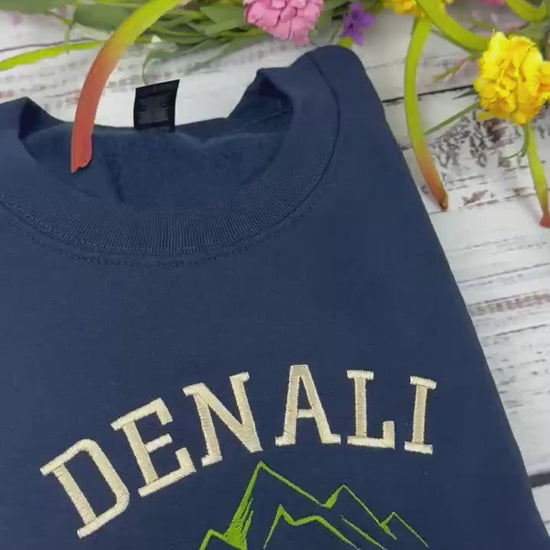 Denali National Park Embroidered Crewneck-embroidered Crewneck-National Park Sweatshirt