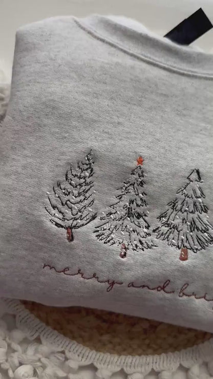 Merry Christmas Sweatshirt- Christmas Tree Crewneck (4 CHRISTMAS TREES)