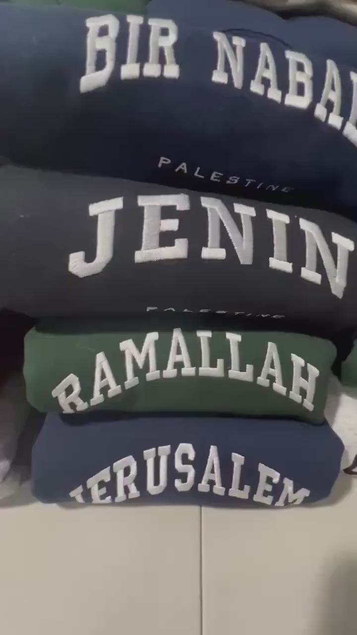 Nablus Palestine Embroidered Sweater - Palestinian Coordinates Shirt