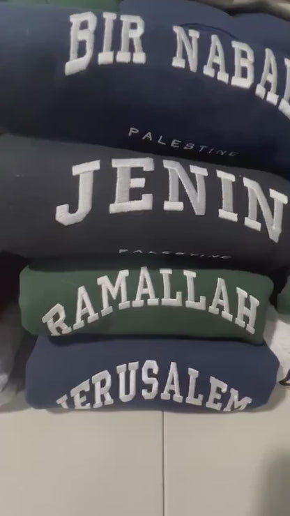 Nablus Palestine Embroidered Sweater - Palestinian Coordinates Shirt