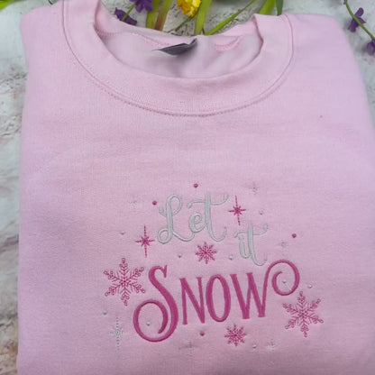 Let It Snow Embroidered Sweatshirt , Winter Sweatshirt, Snowflake Sweatshirt Christmas Sweatshirt, Christmas Shirt, Holiday Shirt.