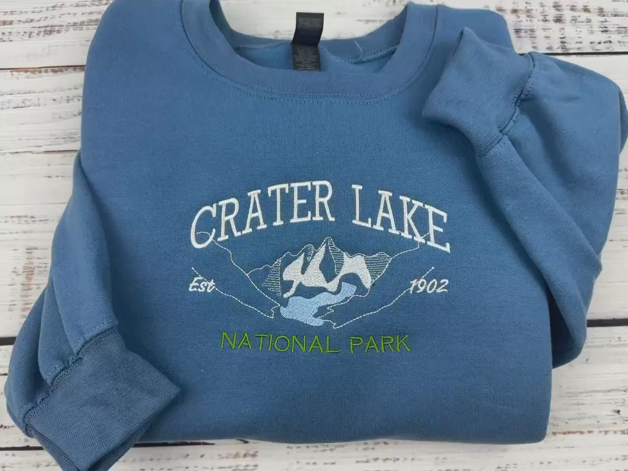 Crater Lake National Park Embroidered Sweatshirt – Nature Crewneck, Hiking Gift, Outdoorsy Apparel