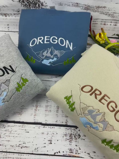 Oregon Embroidered Sweatshirt- Oregon T-Shirt and Sweatshirt - Portland (RIVER)