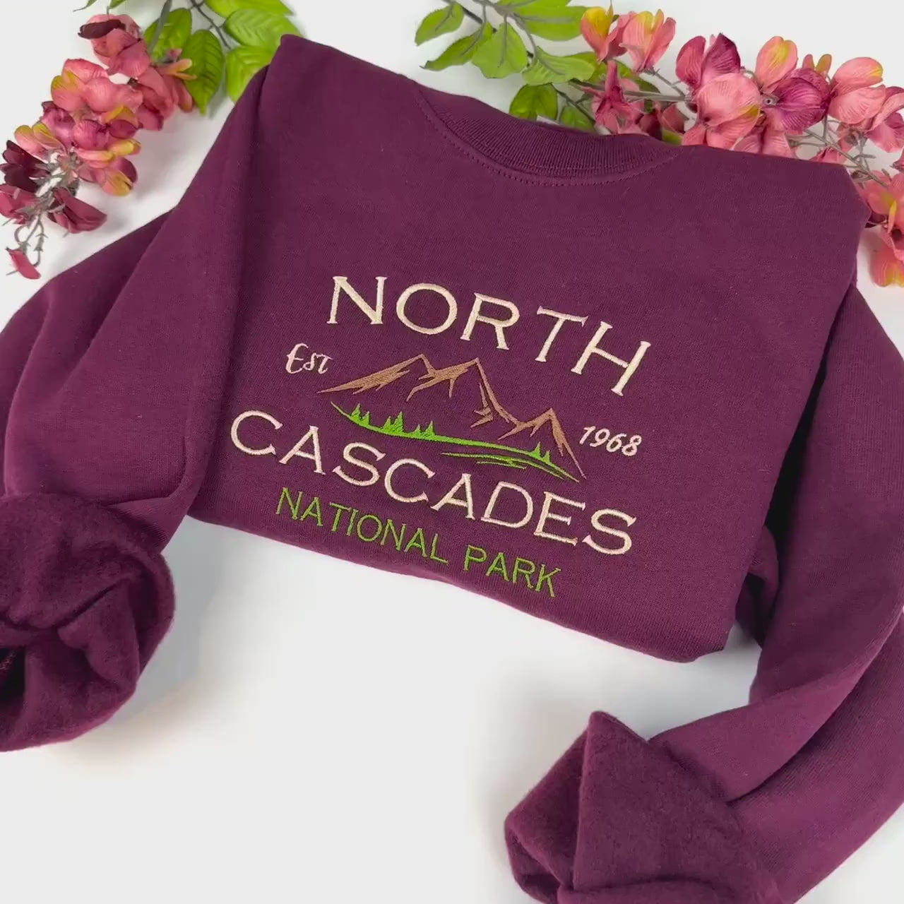 North Cascades National Park Embroidered Crewneck Sweatshirt