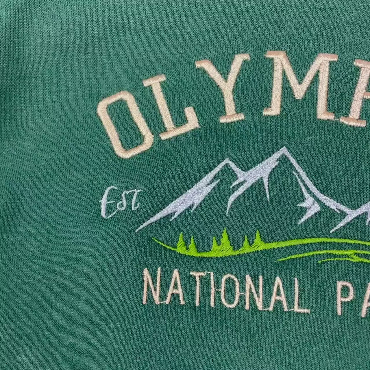 Olympic National Park Embroidered Crewneck-embroidered Crewneck-National Park Sweatshirt Olympic Washington (Mountain)